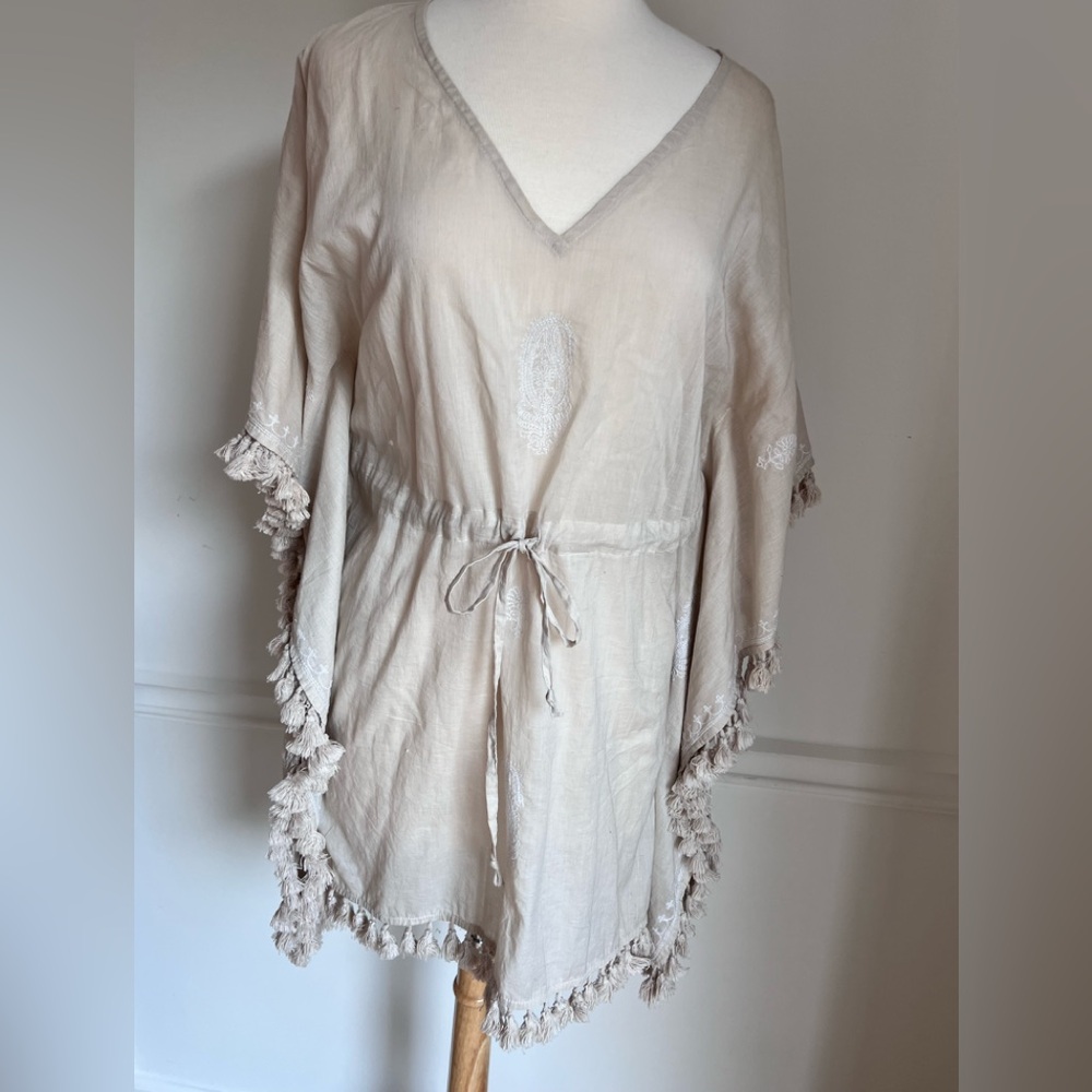 Garnet Hill beach cover up. Beautiful beige with detail. Size L
